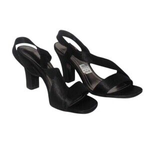 American Eagle Black Suede Strappy Sandals Block Heel Size 8 NIB